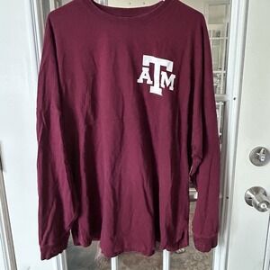 Texas A&M Spirt Jersey Aggies Long Sleeve Maroon 100% Cotton Size‎ Large